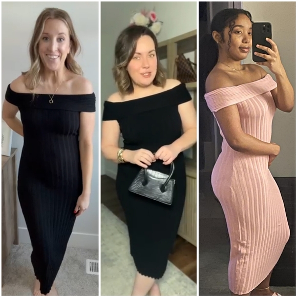 NWT Prettygarden Red Off Shoulder Ribbed Knit Bodycon Sweater Midi Dress S - Picture 6 of 12